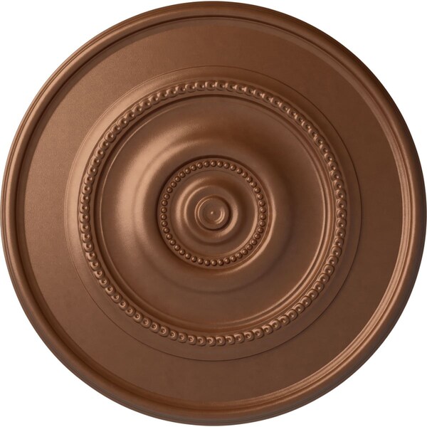 Ekena Millwork Traditional Reece Ceiling Medallion (Canopies up to 5 7/8"), 24 3/8"OD x 1 1/8"P, Polished Copper CM24REPOS - main
